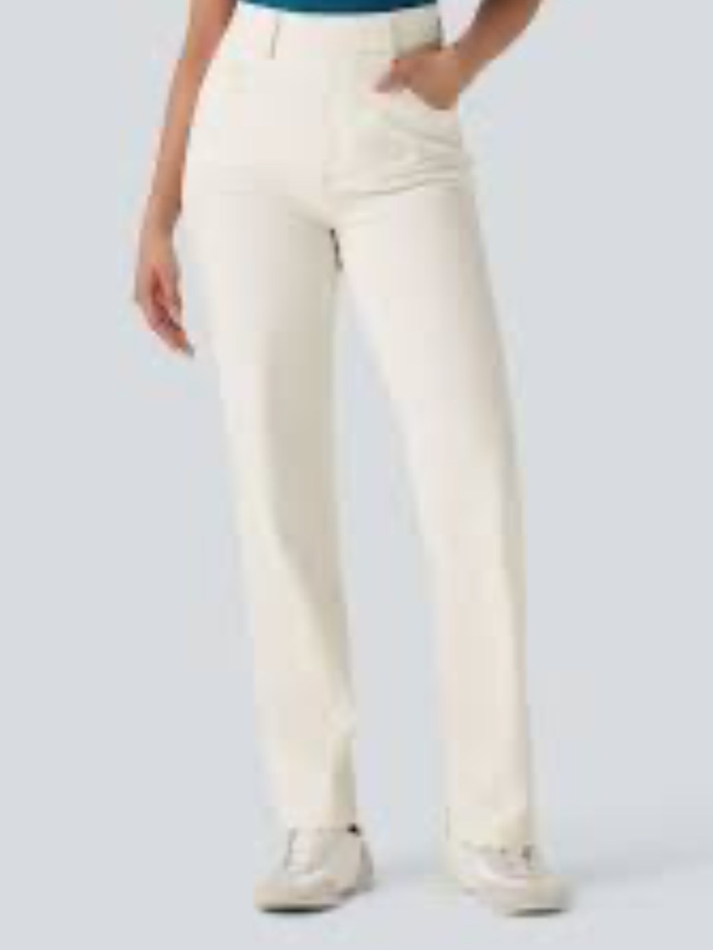 #772 Halara High Rise White Wide Leg Jeans Petite S Stretch Denim